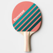 Flamingo Aqua Angled Striping with Name 卓球ラケット (裏面)