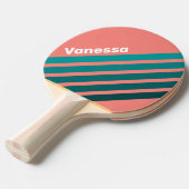 Flamingo Aqua Angled Striping with Name 卓球ラケット (正面アングル)