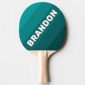 Flamingo Aqua Bold Stripes with Name 卓球ラケット (裏面)