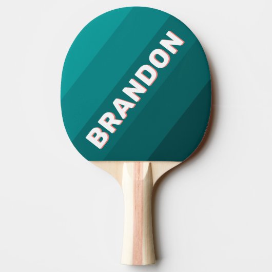 Flamingo Aqua Bold Stripes with Name 卓球ラケット (裏面)