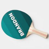 Flamingo Aqua Bold Stripes with Name 卓球ラケット (横)