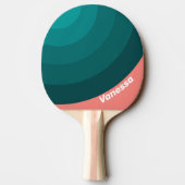 Flamingo Aqua Circle Stripe with Name 卓球ラケット (裏面)