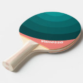 Flamingo Aqua Circle Stripe with Name 卓球ラケット (正面アングル)