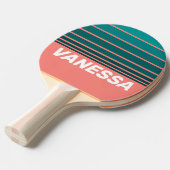 Flamingo Aqua Horizon Striping with Name 卓球ラケット (正面アングル)