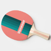 Flamingo Aqua Pin Stripes with Name 卓球ラケット (横)