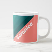 Flamingo Aqua Stripes with Name ジャンボコーヒーマグカップ (右)