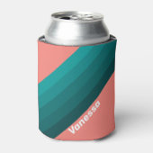 Flamingo Aqua Stripes with Name 缶クーラー (缶正面)