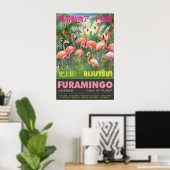 Flamingo Art Print Tropical Pink Room ポスター (ホームオフィス)