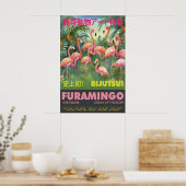 Flamingo Art Print Tropical Pink Room ポスター (キッチン)
