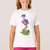 Flamingo as Hiker with Backpack Tシャツ (正面)