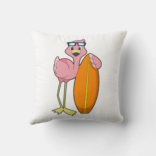 Flamingo as Surfboard.PNG クッション (裏面)