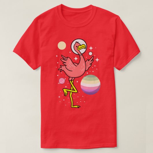 Flamingo Astronaut Genderfae Pride Tシャツ (デザイン正面)
