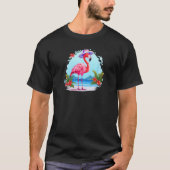 Flamingo At Beach Summer Vacation Tシャツ (正面)