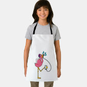 Flamingo at Music with Headphone エプロン (インサイチュ)