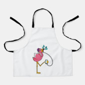 Flamingo at Music with Headphone エプロン (正面)