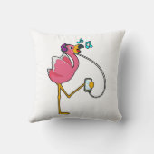 Flamingo at Music with Headphone クッション (裏面)