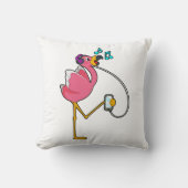 Flamingo at Music with Headphone クッション (正面)