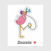 Flamingo at Music with Headphone シール (シート)