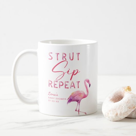 Flamingo Baby Shower Mug – Strut Sip Repeat コーヒーマグカップ (ドーナツ)