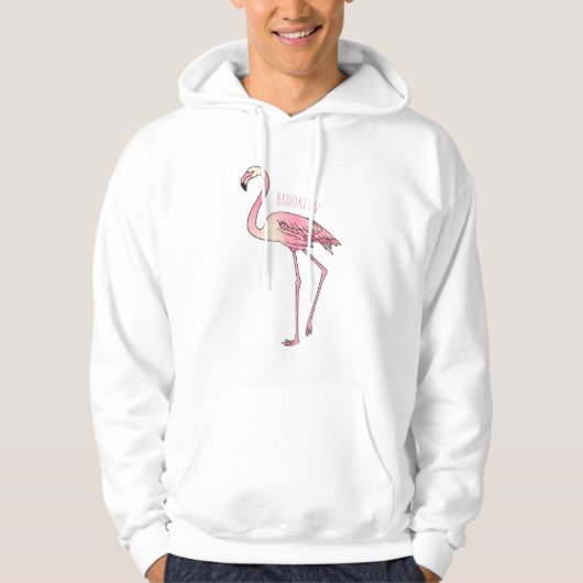 Flamingo bird cartoon illustration パーカ (正面)
