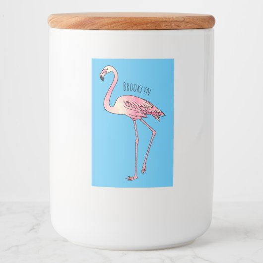 Flamingo bird cartoon illustration フードラベル (正面)