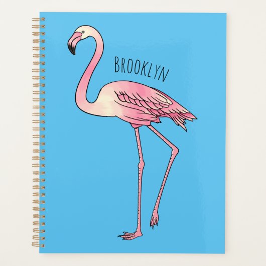 Flamingo bird cartoon illustration  プランナー手帳 (正面)
