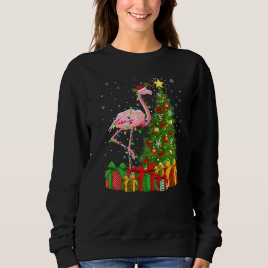 Flamingo Bird  Xmas Holiday Santa Flamingo Christm スウェットシャツ (正面)