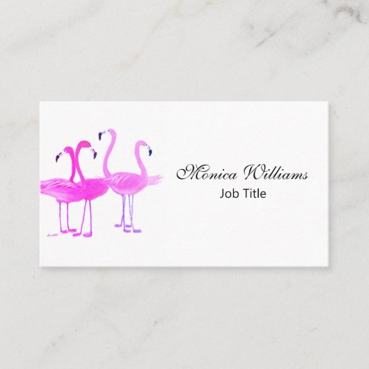 Flamingo Birds Watercolor Pink Tropical 名刺 (正面)