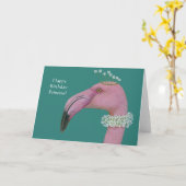 Flamingo birthday card カード (黄色い花)