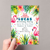 Flamingo Birthday Invitation – Personalized Kids アクリル招待状 (インサイチュ (ポータブル))