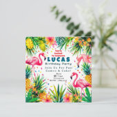 Flamingo Birthday Invitation – Personalized Kids 招待状 (スタンド正面)