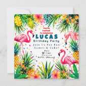 Flamingo Birthday Invitation – Personalized Kids 招待状 (正面)