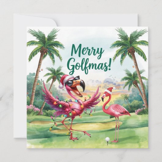 Flamingo Christmas Golfer in the golf course  (正面)