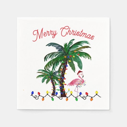 Flamingo Christmas Holiday party スタンダードカクテルナプキン (正面)