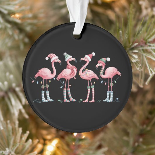 Flamingo Christmas Lights Holiday Xmas オーナメント (ツリー)