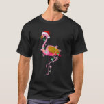 Flamingo Christmas Lights T-Shirt with Santa Hat Tシャツ<br><div class="desc">Flamingo Christmas Lights T-Shirt with Santa Hat</div>