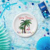 Flamingo Christmas party plates ペーパープレート (パーティー)