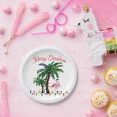 Flamingo Christmas party plates ペーパープレート (パーティー)