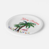 Flamingo Christmas party plates ペーパープレート (アングル)