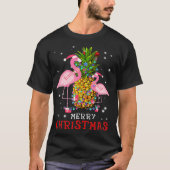 Flamingo Christmas Tree Pineapple Xmas Light Tシャツ (正面)
