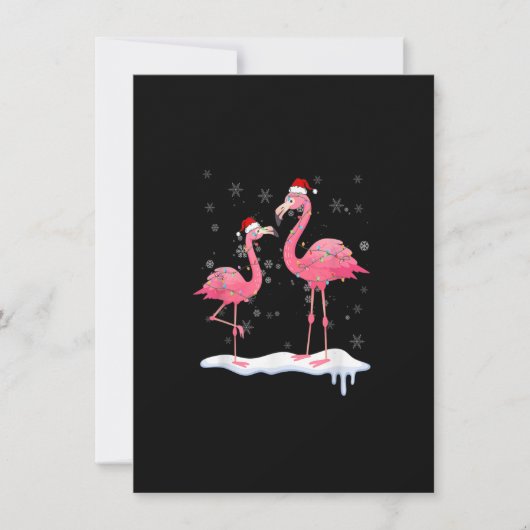 Flamingo Christmas Tree Santa Hat 招待状 (正面)