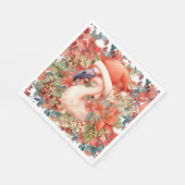 Flamingo Christmas with Santa Hat and Poinsettia スタンダードランチョンナプキン (角)