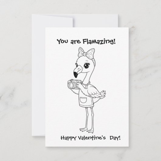 flamingo Coloring  card Classroom Valentine  サンキューカード (正面)