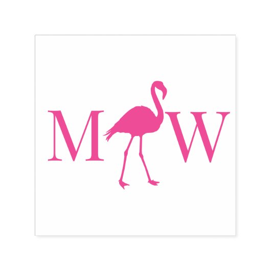 Flamingo Couple Wedding 2 Initial Monogram セルフインキングスタンプ (デザイン)
