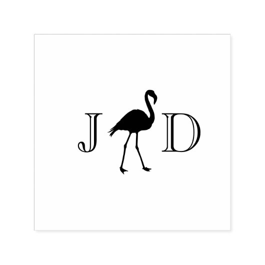 Flamingo Couple Wedding 2 Initial Monogram #2 セルフインキングスタンプ (デザイン)