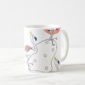 Flamingo Crown:抽象芸術ヴィンテージシームレス。 コーヒーマグカップ (正面右)