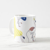 Flamingo Crown:抽象芸術ヴィンテージシームレス。 コーヒーマグカップ (正面左)