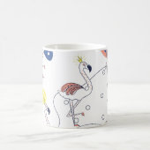 Flamingo Crown:抽象芸術ヴィンテージシームレス。 コーヒーマグカップ (中央)