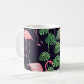 Flamingo Dark:小さな水色パターン。 コーヒーマグカップ (正面左)