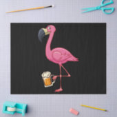 Flamingo Drinking Beer - Funny Pink Flamingo 薄葉紙 (クラフト)